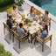 Ensemble repas 7 pièces pour patio avec trou pour parasol-131298528-131298529