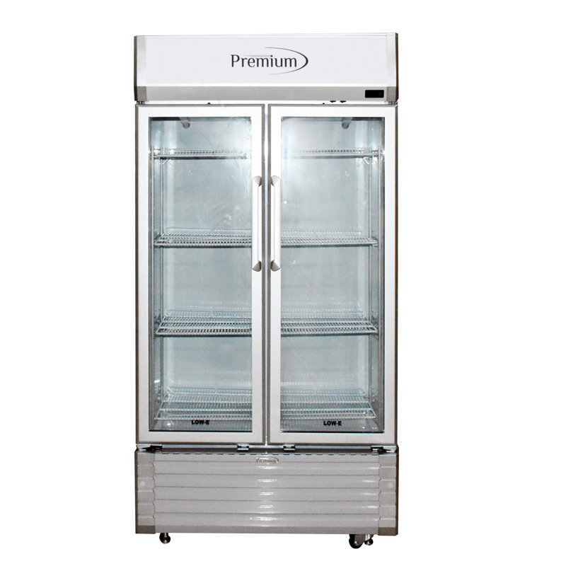 Premium 73'' Silver Smart Upright Double Glass Door Refrigerator
