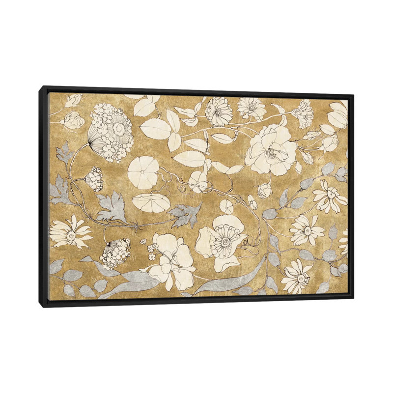 « floral joy ii », impression sur toile tendue, H 40 po x l 60 po x P 1,5 po, Toile avec cadre noir, Pas de tapis