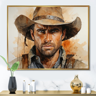 Cowboy Beneath The Wide, reproduction d'art sur toile encadrée