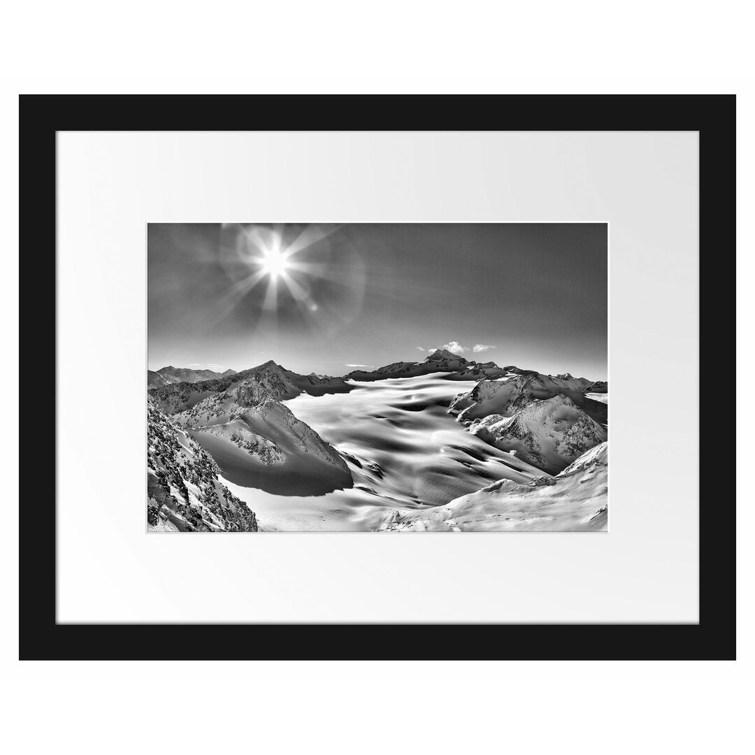 Gerahmtes Poster Winterlandschaft Schnee Sonne Wald