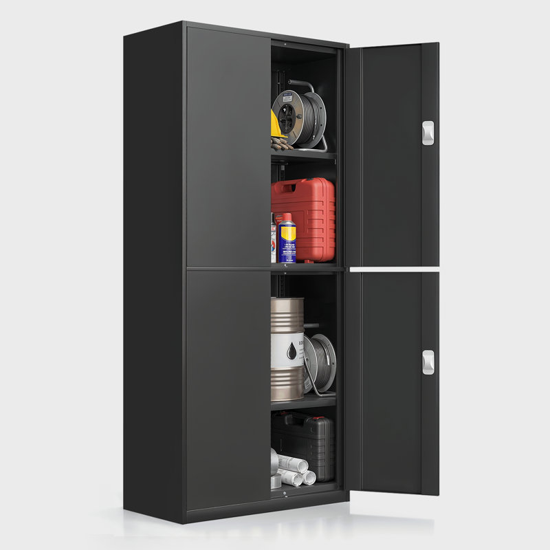 Metal Storage Cabinets With Lock, Black