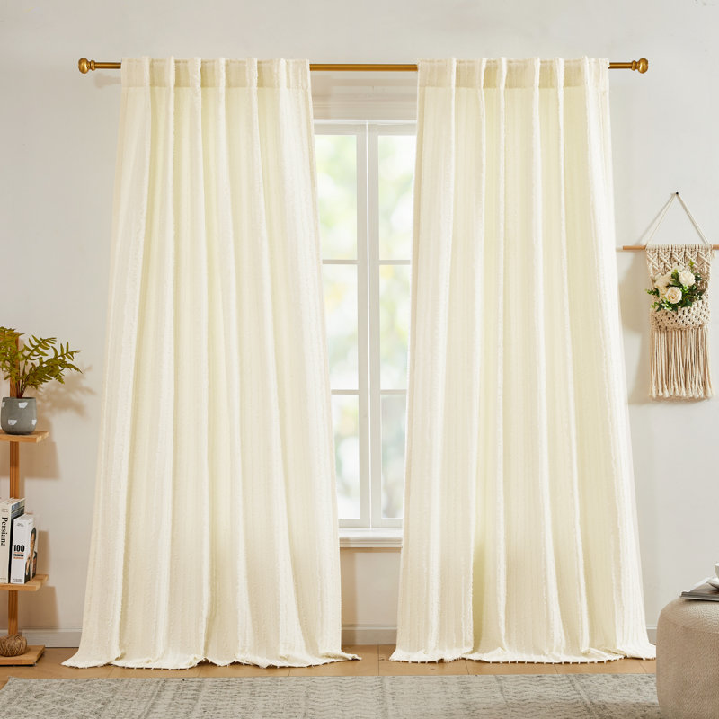 Ensemble de 2 rideaux obscurcissants capitonnés en lin, Beige, L 52 po x L 72 po