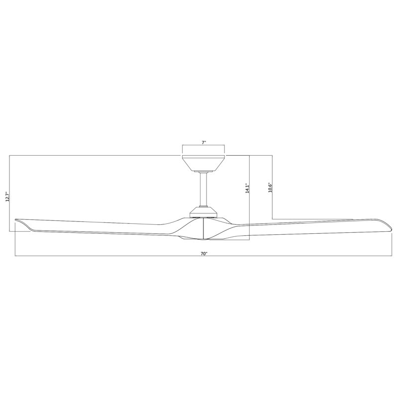 Ventilateur de plafond intelligent à 3 pales de 70 po pour l'intérieur et l'extérieur Torque, Noir mat / Koa vieilli