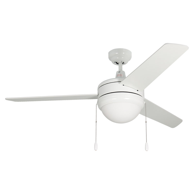 Ventilateur de plafond d'intérieur à 3 pales de 50 po Villaenor, Blanc, Blanc