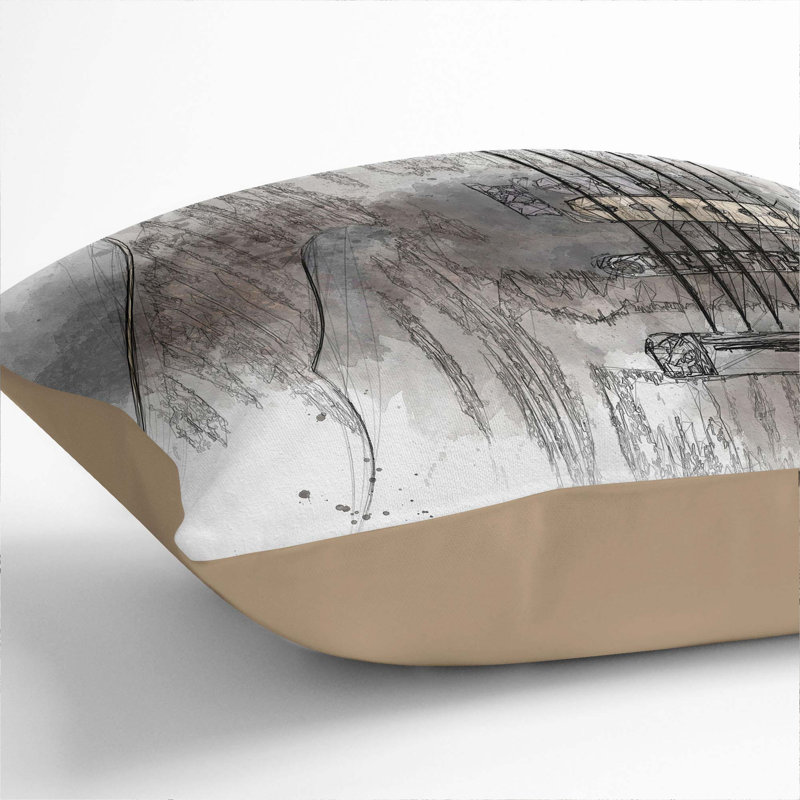 Abstract Square Cushion, 55cm H x 55cm W x 20cm D, Stone