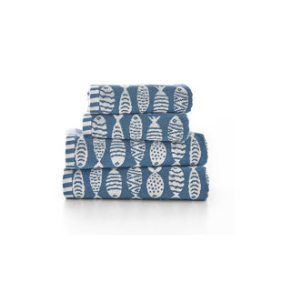 Small Fish Supersoft 100% Cotton Absorbent Decorat 100% Cotton Midweight Bath Towel