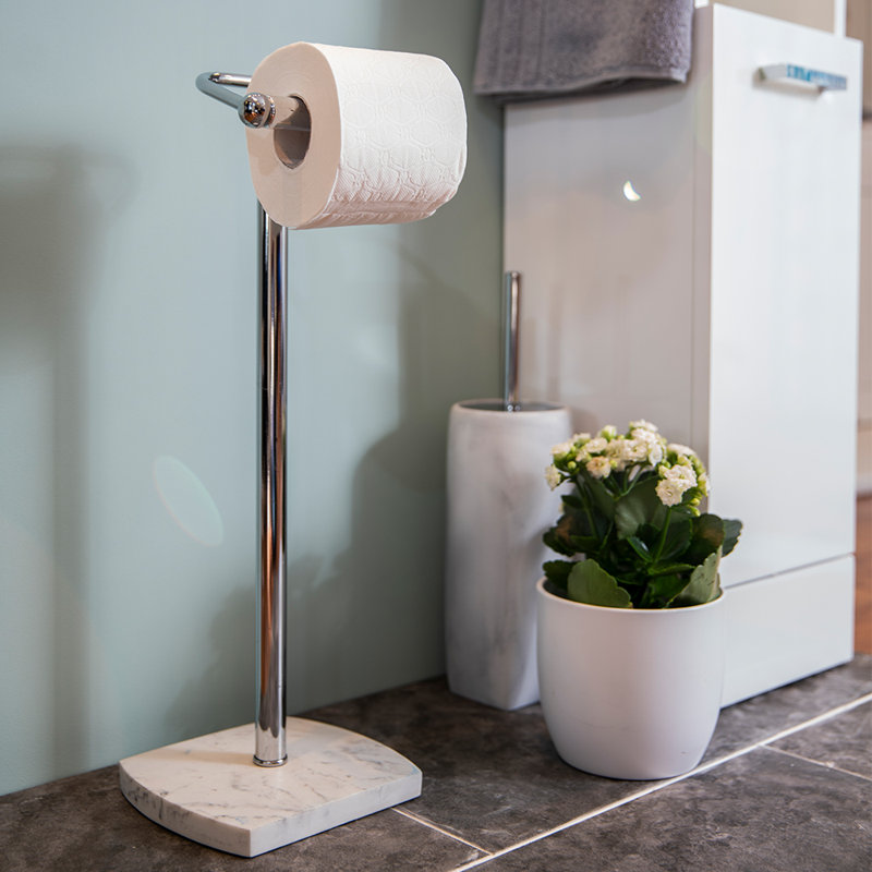 Cvetko Free Standing Toilet Paper Holder, White