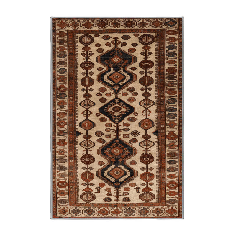 Machine Washable Turkish Brown Area Rug, Rectangle 8' x 12'