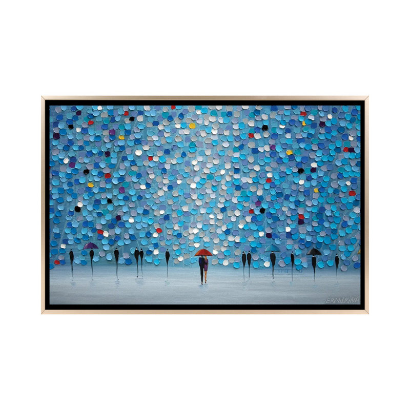 «Happy Rain», reproduction d'art sur toile encadrée, Toile à cadre flottant sans passe-partout, Champagne, H 26 po x l 40 po