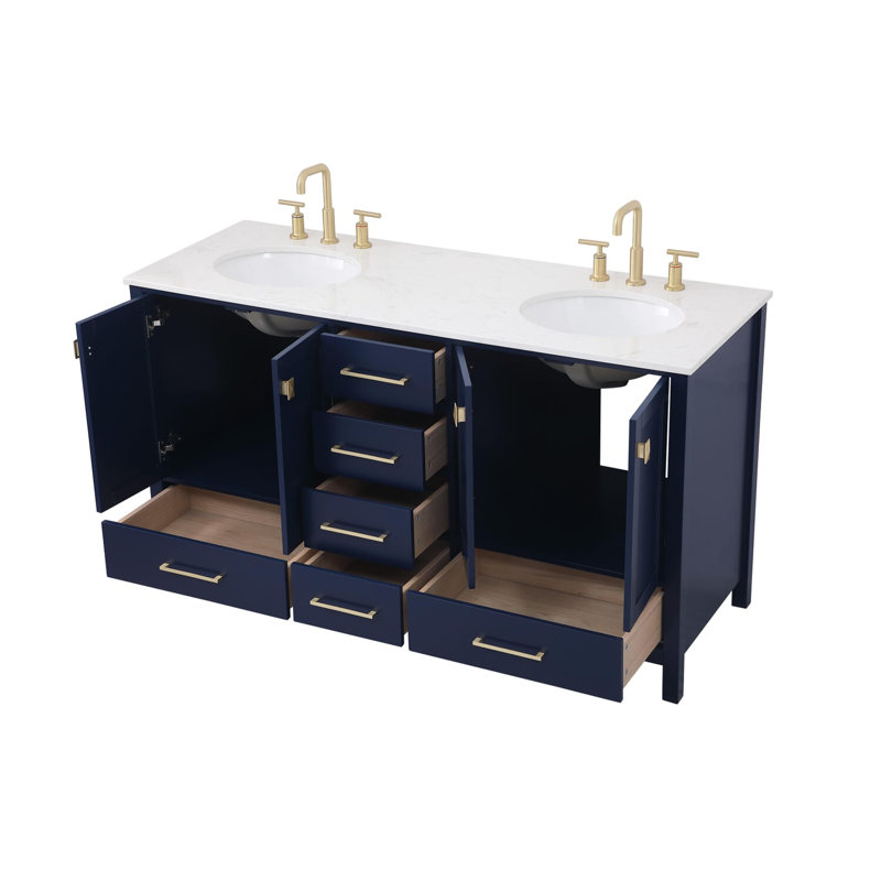 Ensemble de meuble-lavabo double 60 "Irene, Bleu