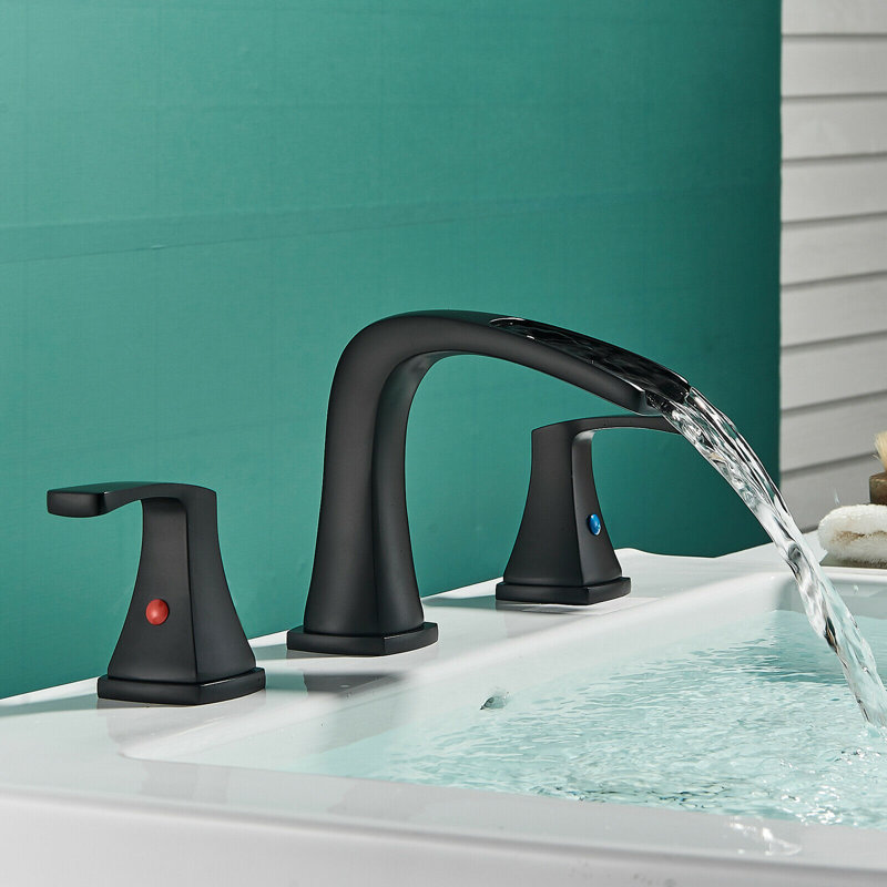 2-handle Bathroom Faucet with Drain Assembly, Matte Black