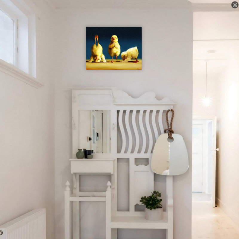 Drôle de bébé poussin, art mural sur toile 24 "x 18"