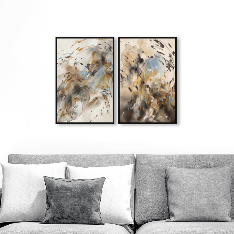 Mindfulness Set Set by Oliver Gal, 110"H x 74"W, Black Floater Frame
