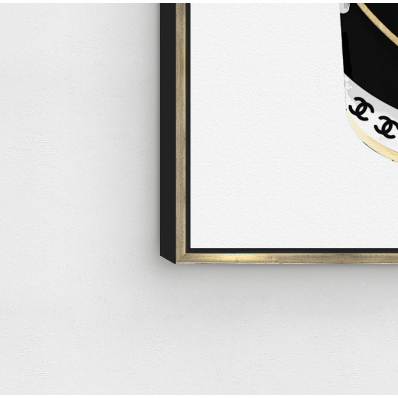 « Fashion Paint Noir » - impression sur toile, Cadre doré, H 20 po x l 20 po