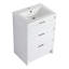 Armoire de salle de bain autoportante blanche brillante 24 po avec lavabo en résine, 3 tiroirs à fermeture en douceur - esthétique et pratique pour une décoration élégante