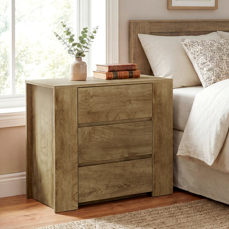 Table de chevet surdimensionnée avec 3 tiroirs, table de chevet d'une largeur de 31,5 pouces pour la chambre à coucher