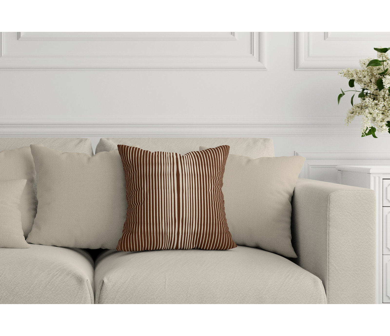 Ash Striped Indoor/Outdoor Throw Pillow, Brown, 16" x 16"