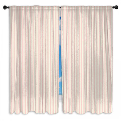Rideaux de fenêtre à rayures verticales roses et transparents - 2 panneaux