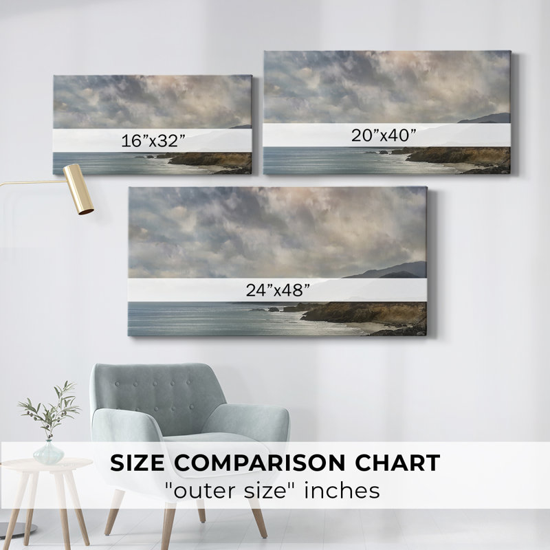 «Calming Sea», toile tendue avec châssis, prête à être accrochée, H 24 po x l 48 po