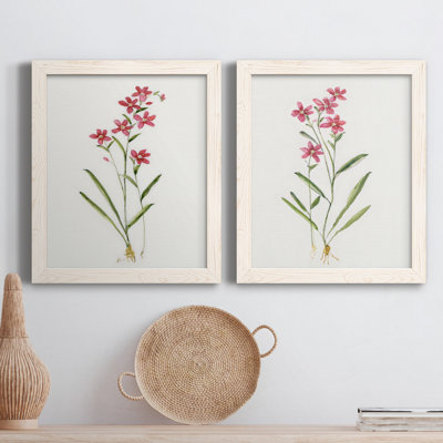 Delicate Pink I - ensemble de 2 peintures sur toile encadrées