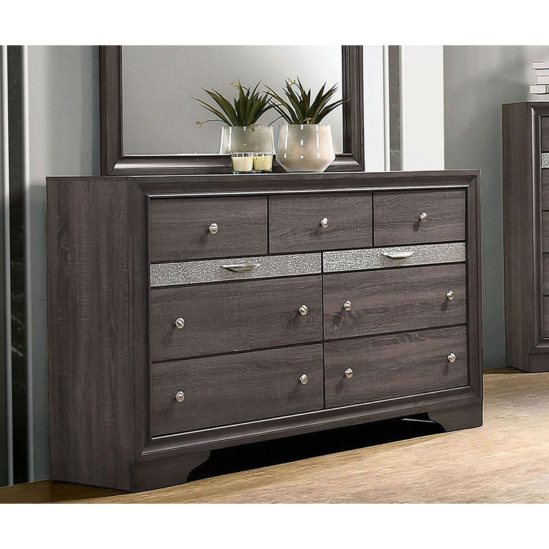 Ensemble de miroir de couleur grise avec commode à bijoux cachée en queue d'aronde anglaise