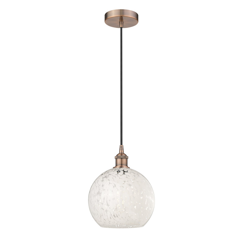 Mini-luminaire suspendu à cordon 1 lumière Edison White Mouchette 6 po-616-G1216, H 11,75 po x l 10 po x P 10 po