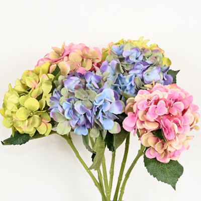 20" Artificial Hydrangea Floral Arrangement For Vase Filler, Farmhouse Greenery Foliage Branch Long Stem Floral Bulk Bouquet For Wedding Party Home Office Table Centerpiece Shelf Decorations