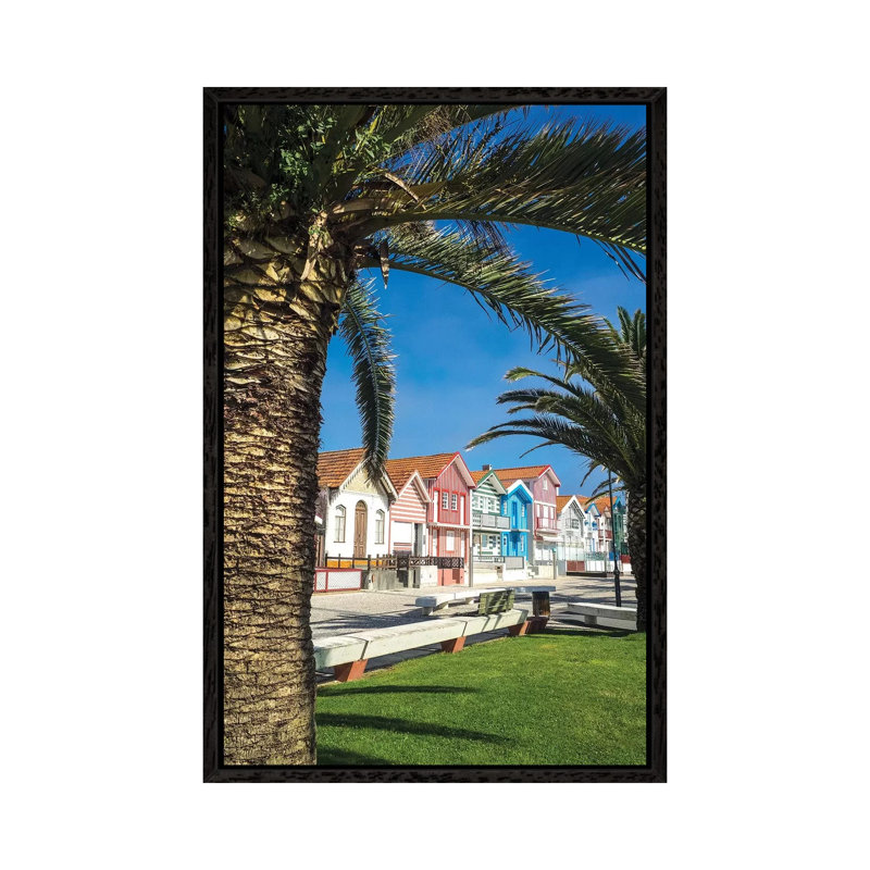 Houses in Palheiros, Costa Nova, Black, 66.04 cm H x 45.72 cm W