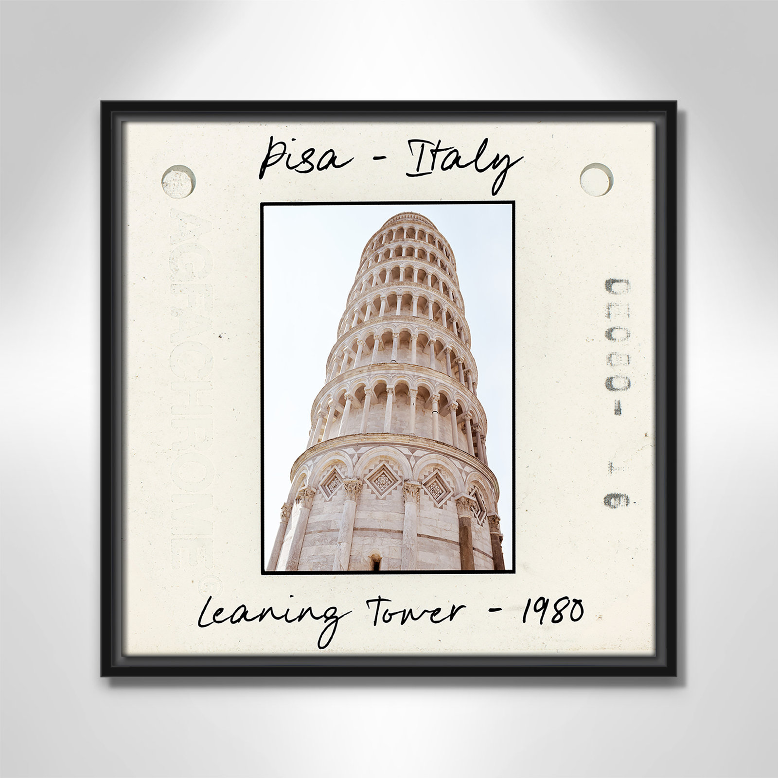 Ritona "Pisa, Italy - Leaning Tower" Print, Black Floater Framed Canvas, 17.5" H x 17.5" W x 2" D
