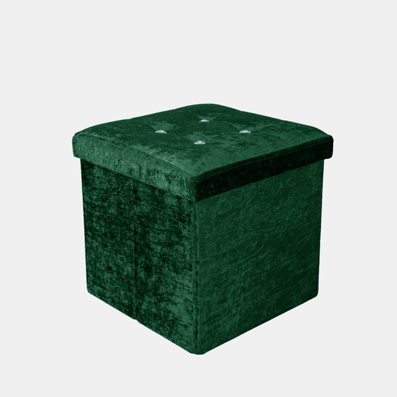 38 CRUSHED EMERALD STORAGE BOX, 38cm H x 40cm W x 6cm D
