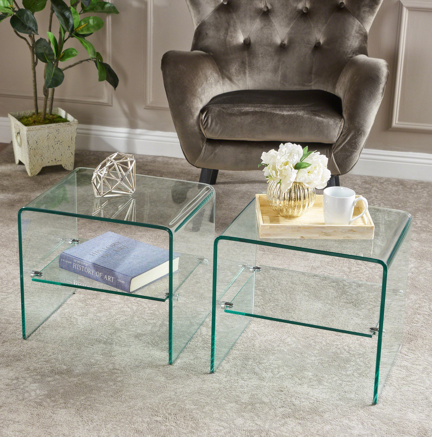 Orren Ellis Brinya Glass Sled End Table with Storage | Wayfair