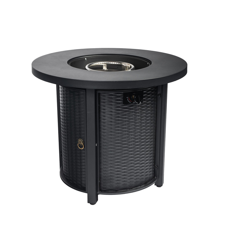 Table ronde avec foyer au propane 30 po et pierres de lave, H 24 po x l 30 po x P 30 po