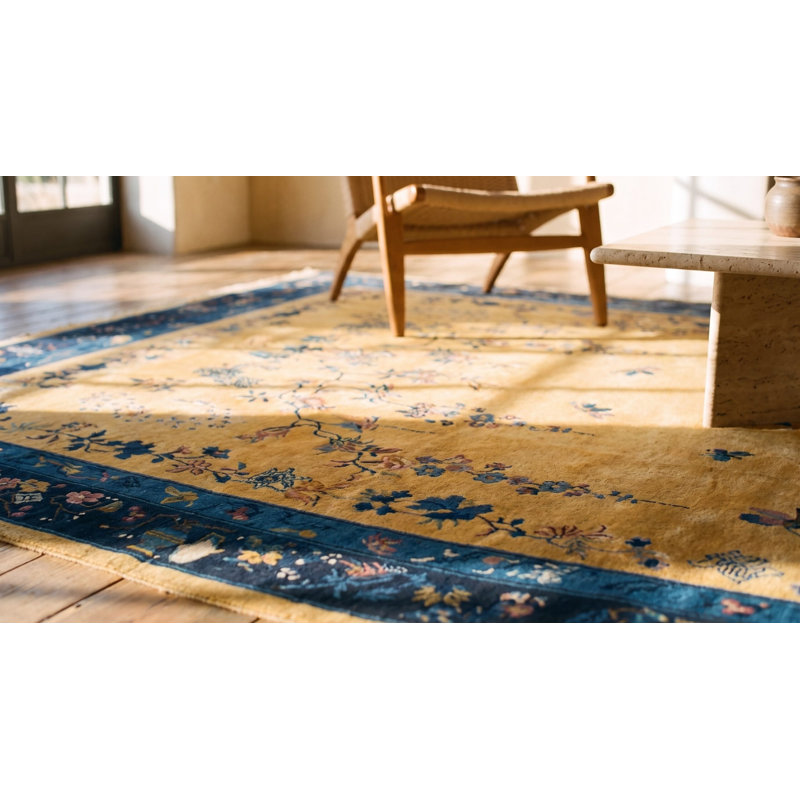 Grand tapis antique chinois noué Art Déco