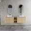 Meuble-lavabo mural avec lavabo d'art en céramique et tablettes de rangement, porte à fermeture en douceur-2021596231