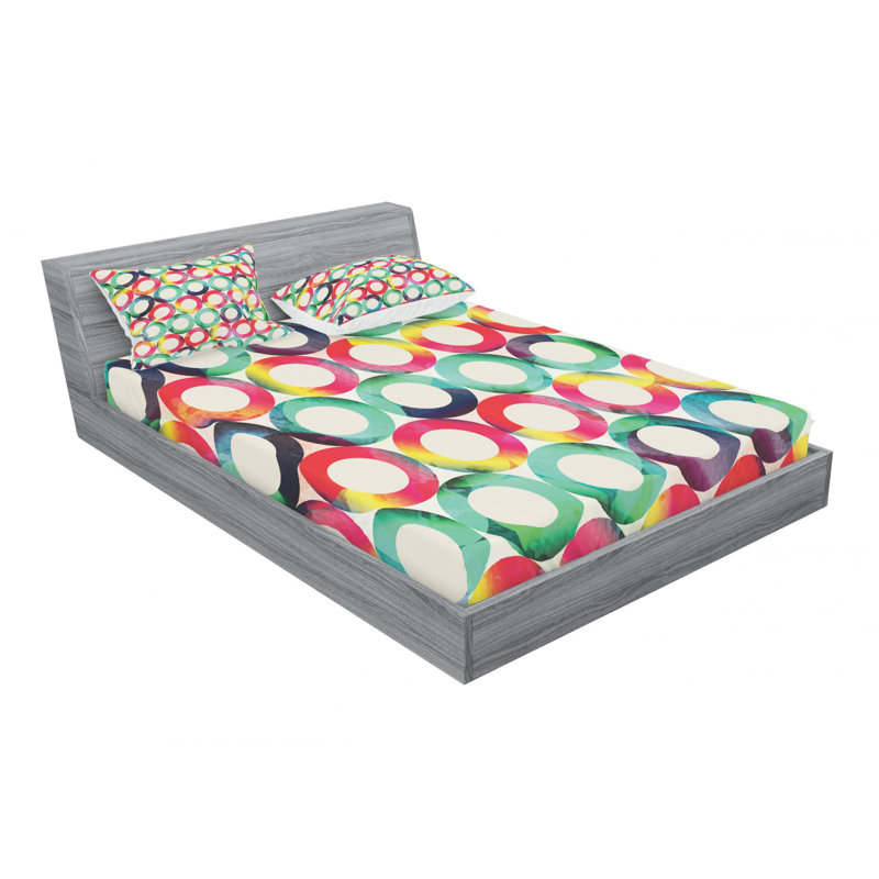 Microfiber Geometric Sheet Set, Queen Sheet Set with Fitted Sheet