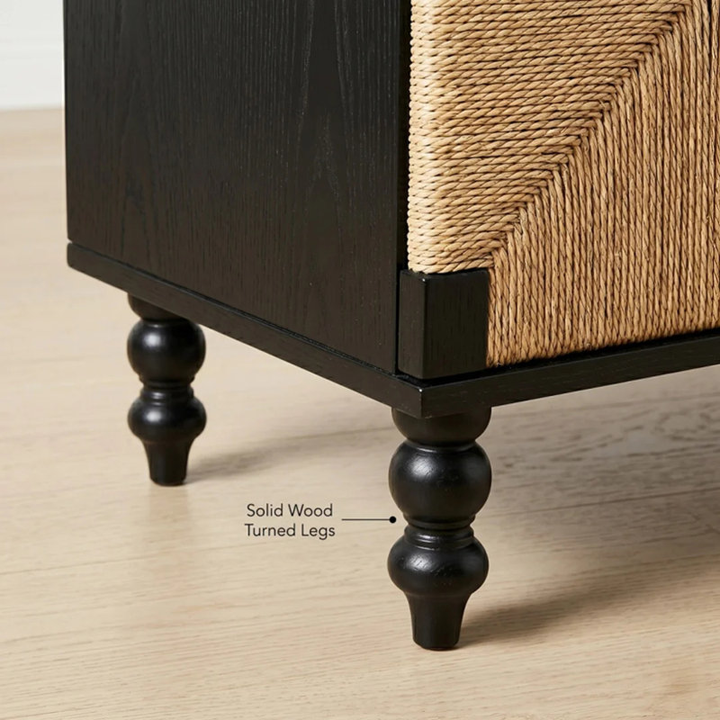 Meuble télé avec buffet en bois brossé et en ruppie maritime Accent