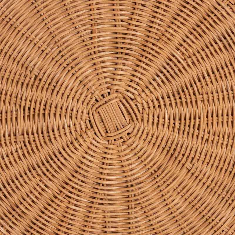 Console Bali & Pari Dayo en rotin naturel festonné avec tiroir - Table d'appoint en osier tissé à la main avec jupe évasée, style bord de mer bohème