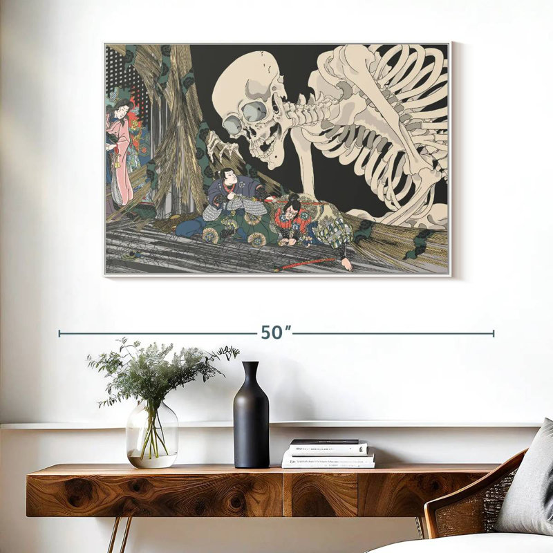 Squelette japonais, Cadre flottant blanc, 40 po x 27 po