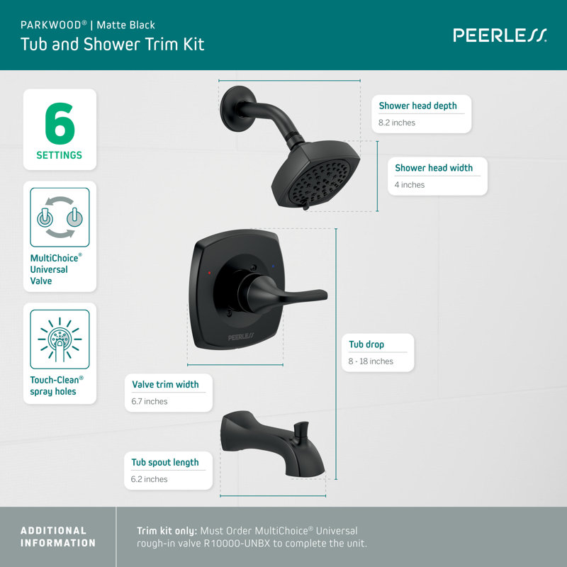 Parkwood Tub & Shower Faucet, Matte Black
