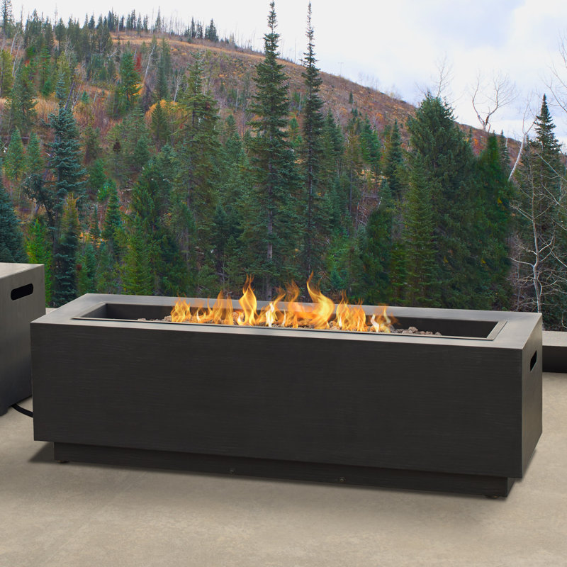 Foyer d'extérieur rectangulaire au propane avec ensemble de conversion au gaz naturel Lanesboro par Real Flame