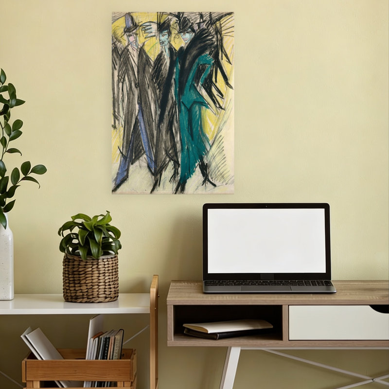 Scène de rue à Berlin, 1914 - Estampe d'art mural contemporain, 18" H x 12" W