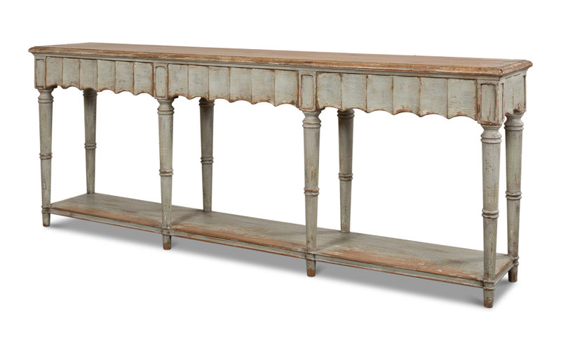 Chantal 93'' W Solid Wood Console Table, Natural Pine/Sage