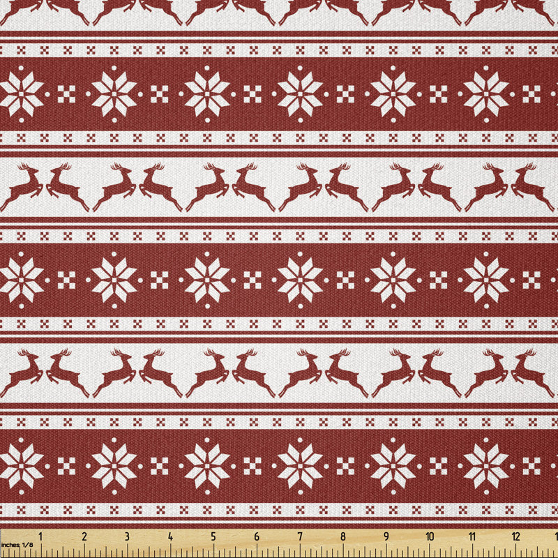 Cortne Norwegian Scandinavian Reindeer Striped Flower Multi-Purpose Fabric
