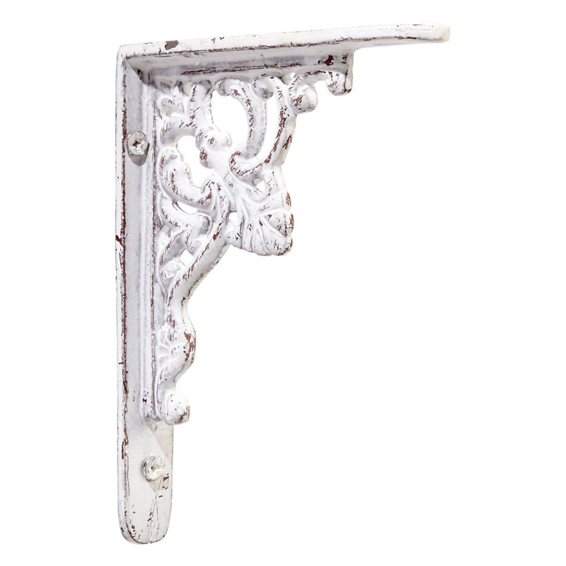 Fleur De Lis Cast Iron Shelf Bracket, 5.25" H x 4.25" W x 0.75" D, Black Powder Coat