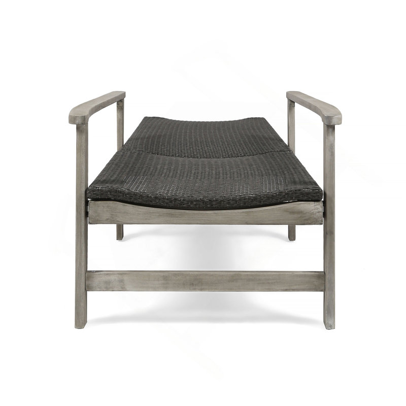 Chaise longue Hampton Wood + Wicker, Gris
