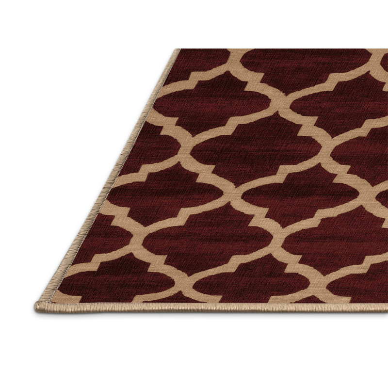 Tapis brun treillis lavable à la machine, Rond 3 pi