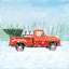 Camion de Noël rétro, toile rouge rétro, décoration de maison - art festif