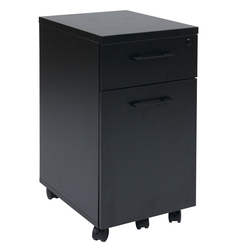 15.5'' Wide 2 -Drawer Mobile File Cabinet, Black