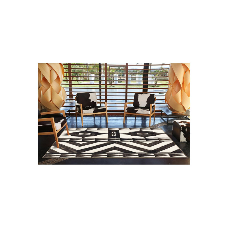 Tapis décoratif à motif géométrique lavable, Sous-tapis rectangulaire 4 pi 7 po x 6 pi 7 po inc